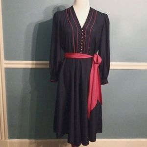 Vintage Charlotte Ford Blue Silk Dress M/L